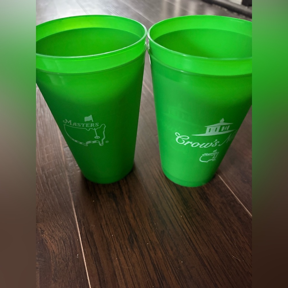 The Masters Green Masters Logo and Crow's Nest Logo Cups